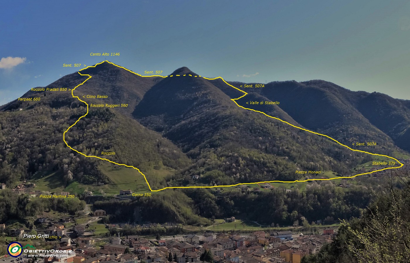 100 Bell'anello direttissima in Canto Alto visto da Cornella di Zogno-tracciato.jpg